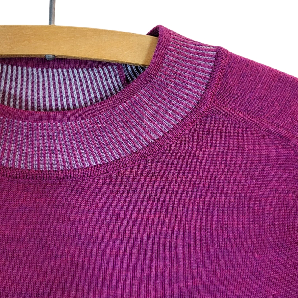RAG & BONE Pamela Raspberry Magenta Heather Merino Wool Lightweight Sweater S - Picture 3 of 9